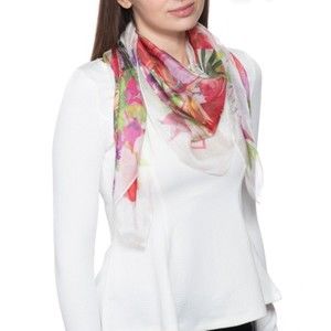 Giani Bernini NWT Signature Tropical Square Scarf Floral Print White Multi New